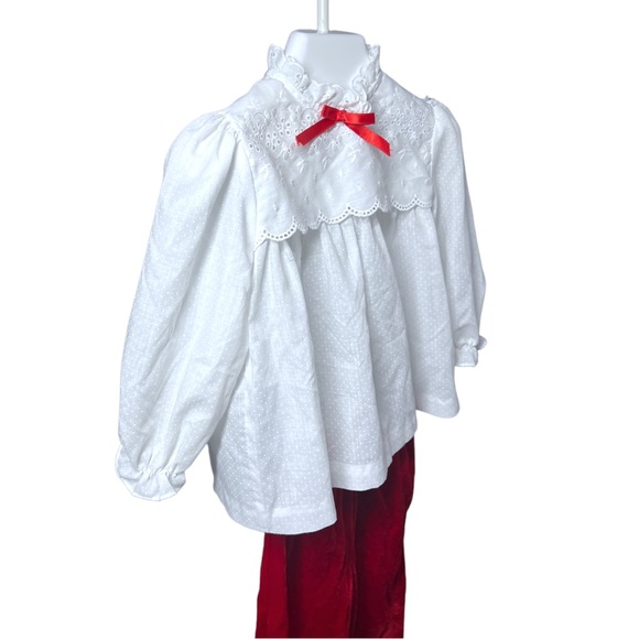 VTG 80's/90's NEW YORK KIDS White Top w/ Red Velour Pants Christmas Outfit 3T - Picture 4 of 9
